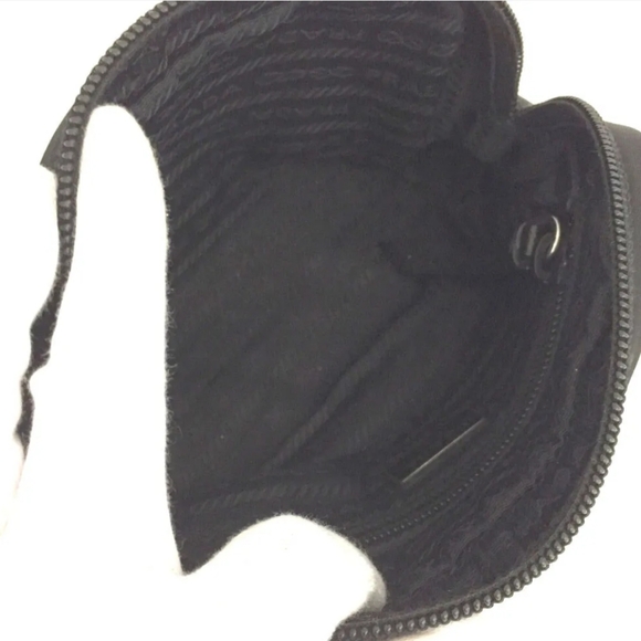 PRADA LOGO PLATE NYLON LEATHER COSMETIC POUCH BAG/1A8344 - Picture 6 of 13